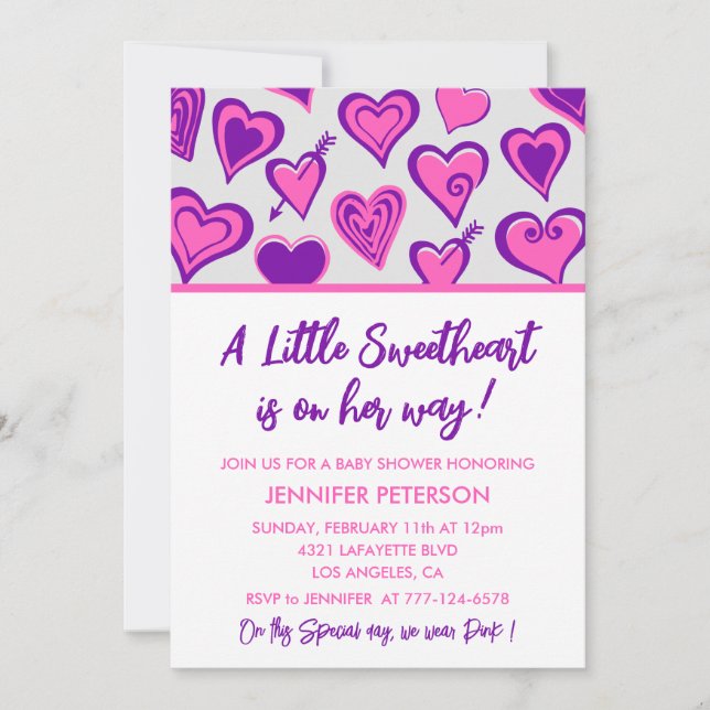 Alla hjärtans dags baby shower En liten älskling Inbjudningar (Framsida)