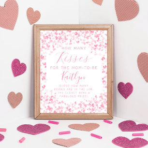 Alla hjärtans dags baby shower Gissa hur många kys Poster