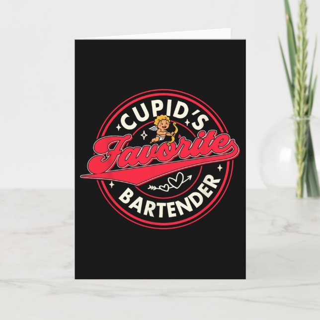 Alla hjärtans dags bartender Cupids favorit barten Kort (Framsida)