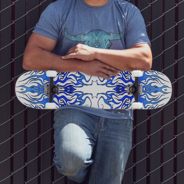 Alla hjärtans dags blåa hjärta tribal tatuering mini skateboard bräda 18,5 cm (Utomhus 3)