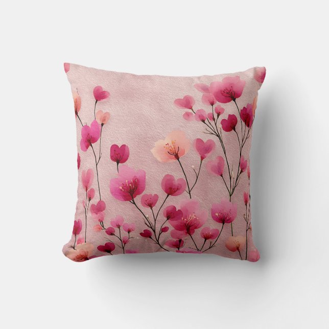 Alla hjärtans dags blommor Romantisk Stilig Rosa Kudde (Framsida)