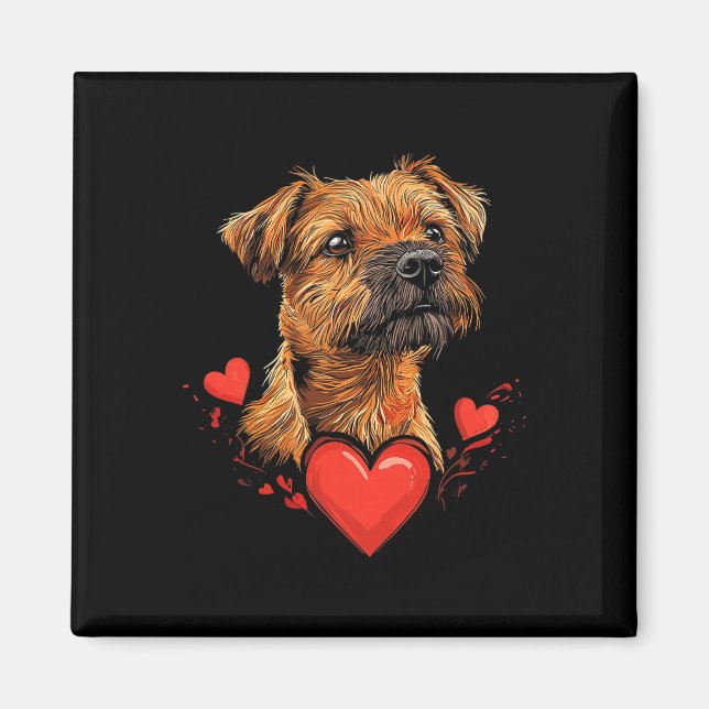 Alla hjärtans dags Border Terrier  Magnet (Framsidan)