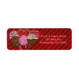 Alla hjärtans dags Cake Pops Modern Chic födelseda Returadress Etikett