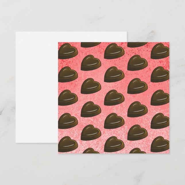 Alla hjärtans dags chokladhjärtmönster kort (Fram/baksida)