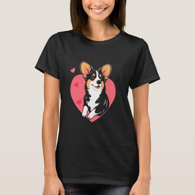 Alla hjärtans dags Corgi-hjärta T Shirt (Framsida)