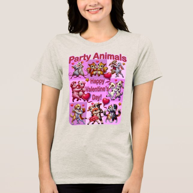Alla hjärtans dags dansande par "Festdjur" T Shirt (Framsida)