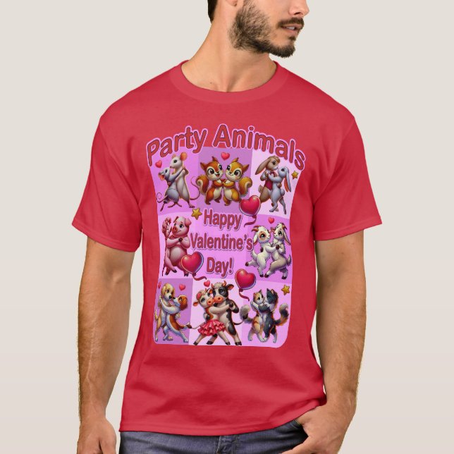 Alla hjärtans dags dansande par "Festdjur" T Shirt (Framsida)
