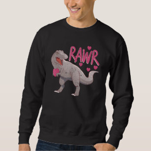Alla hjärtans dags dinosaurie RAWR rex Tyrannosaur Lång Ärmad Tröja