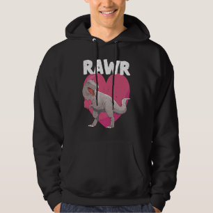 Alla hjärtans dags dinosaurie RAWR T rex Älskare T Hoodie