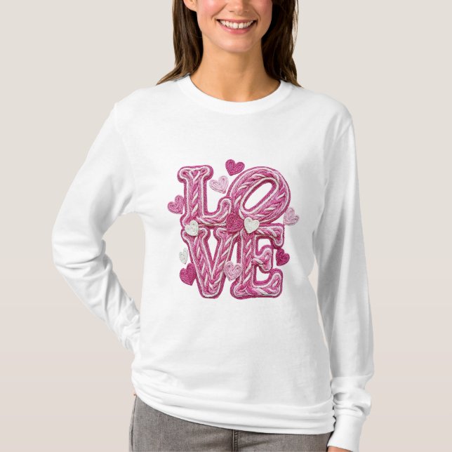 Alla hjärtans dags falska lathook - Kärlek T Shirt (Framsida)