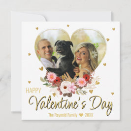 Alla hjärtans dags foto Hjärtformat guld glitter H Julkort