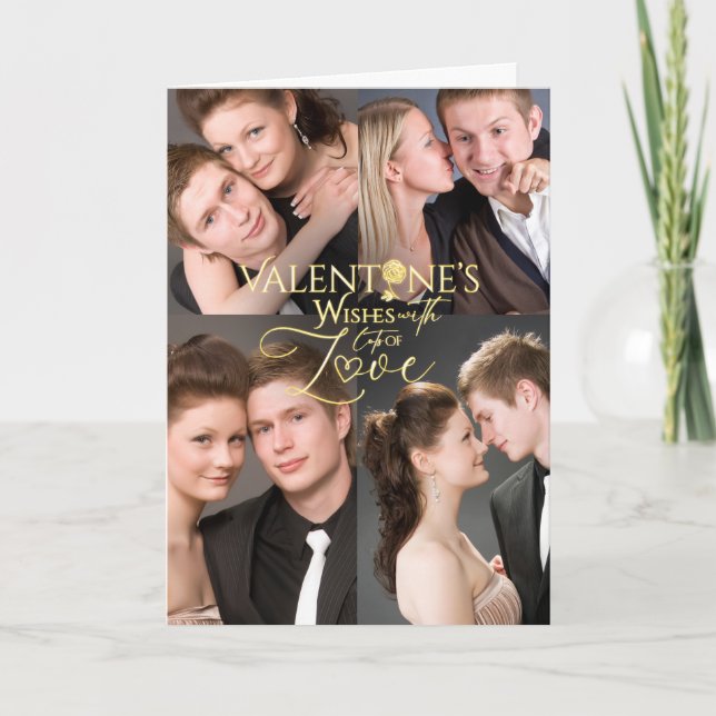 Alla hjärtans dags fotokollage minne kort (Framsida)