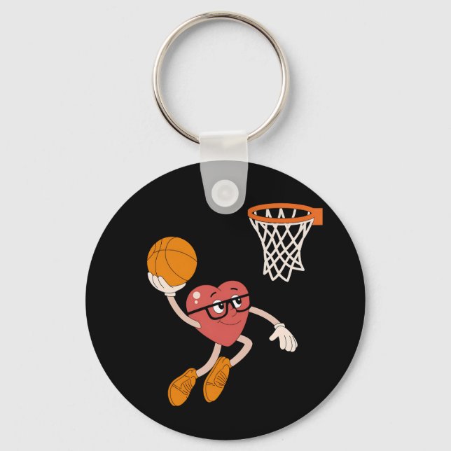Alla hjärtans dags hjärta dunkar söt basket nyckelring (Framsida)