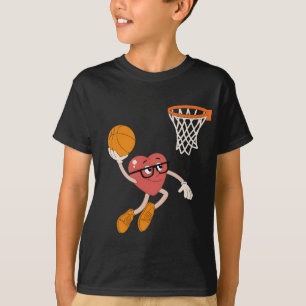 Alla hjärtans dags hjärta dunkar söt basket t shirt