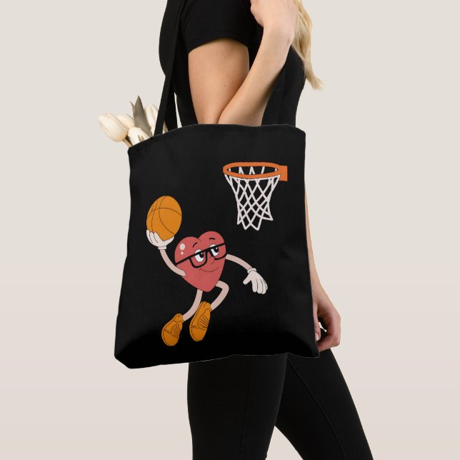 Alla hjärtans dags hjärta dunkar söt basket tygkasse (Närbild)