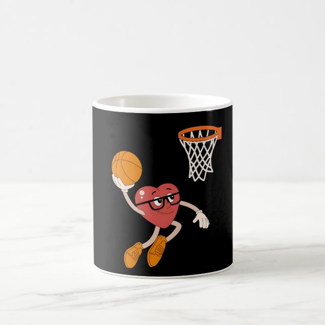 Alla hjärtans dags hjärta dunkar söt basketboll kaffemugg (Center)
