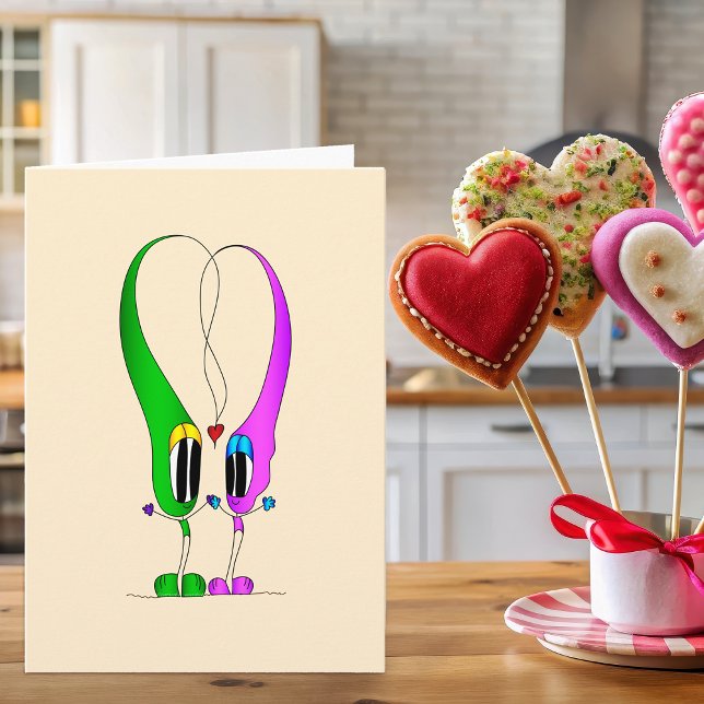 Alla hjärtans dags hjärta seriefigur helgkort (Take a look at this wonderfully unique and awesome cartoon Valentine's Day card!)