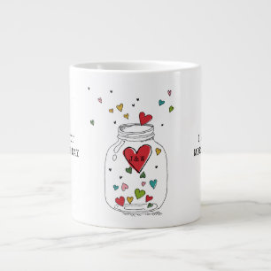Alla hjärtans dags hjärtan i burk med monogram jumbo mugg