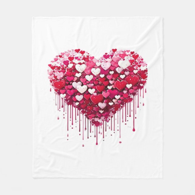Alla hjärtans dags hjärtdesigner Splatter Paint Ar Fleecefilt (Framsidan)