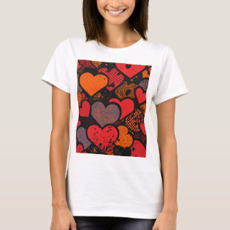 Alla hjärtans dags hjärtmönster – Retro popkonst T Shirt
