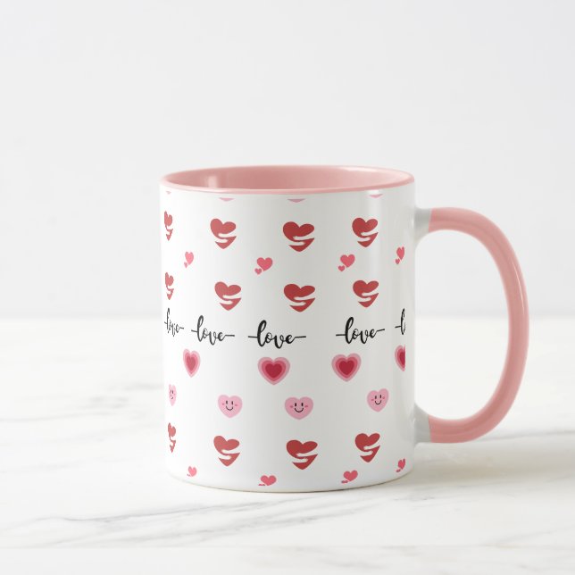Alla hjärtans dags kaffemuggar Rosa tema (Höger)