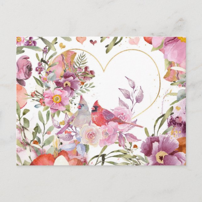 Alla hjärtans dags Kardinaler Postkort  Vykort (Framsida)