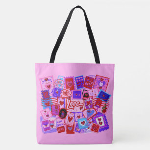 Alla hjärtans dags kärlek frimärken totepåse tygkasse