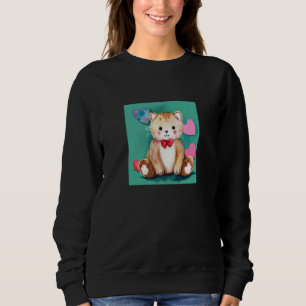 Alla hjärtans dags kärlek hjärta katt teddy flickv t shirt