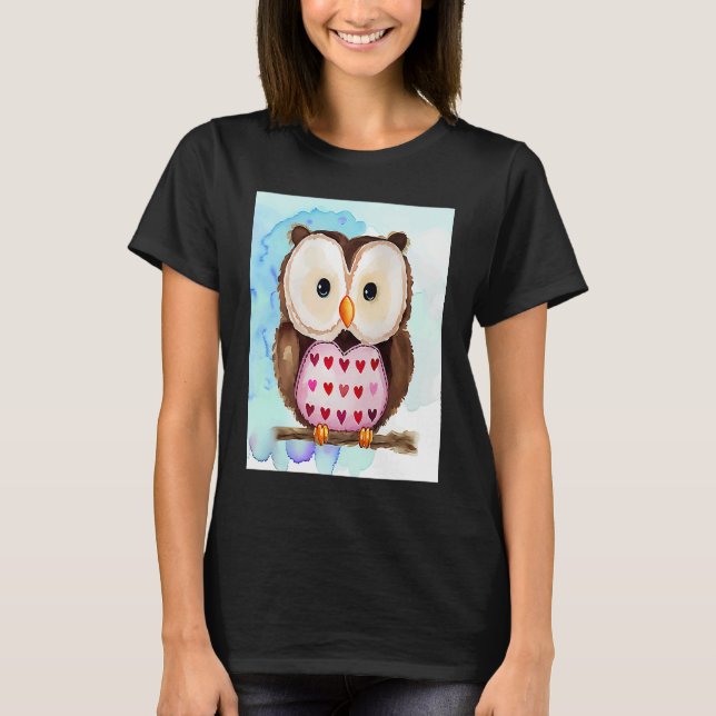 Alla hjärtans dags kärlek hjärta uggla teddy flick t shirt (Framsida)