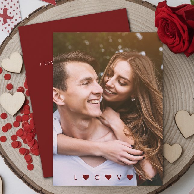 Alla hjärtans dags KÄRLEKS Fotokort Julkort (Valentines LOVE Photo Flat Card)