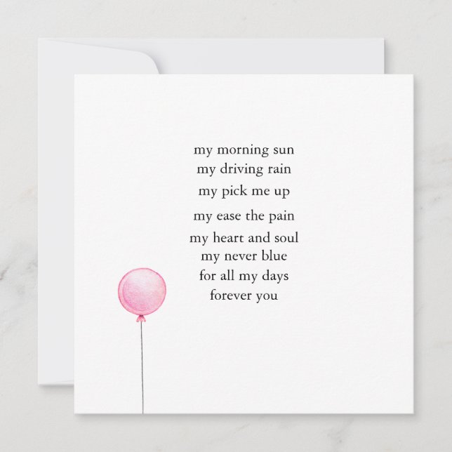 Alla hjärtans dags kärleksdikt Enkel årsdagsgratul Julkort (Framsida)