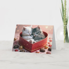 Alla hjärtans dags kattungar i en godislåda kort