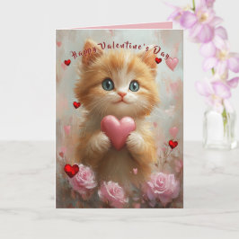 Alla hjärtans dags kattunge röda hjärtan rosa roso kort