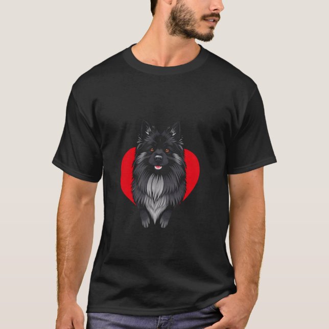 Alla hjärtans dags Keeshond Hund T Shirt (Framsida)