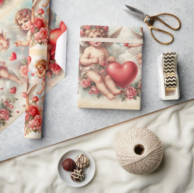 Alla hjärtans dags Kerubinsmönster Inpackningspapp Presentpapper (Hantverk)