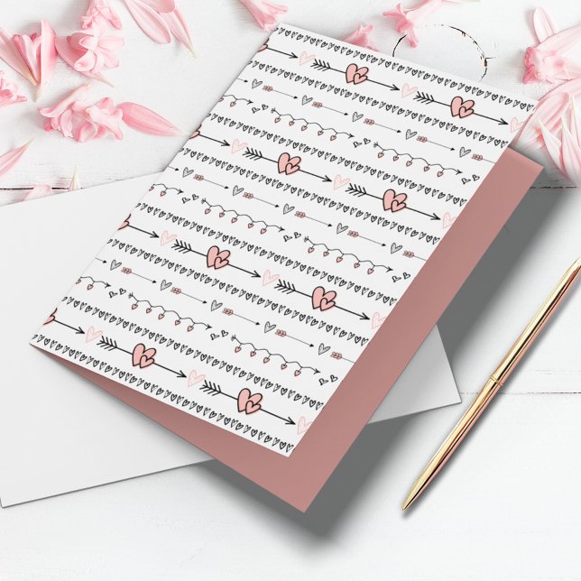 Alla hjärtans dags klotter Alla hjärtans dag Kort (Cute Hearts and Arrows Doodles custom text card for Valentine's Day, anniversary or just because.)