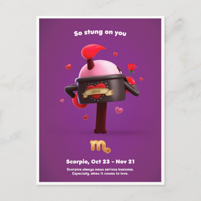 Alla hjärtans dags-kort för Skorpionen Vykort (Framsida)