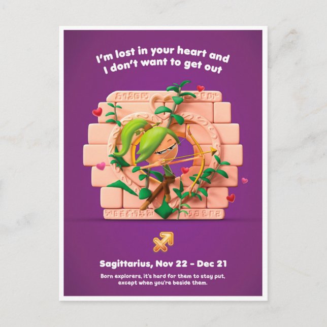 Alla hjärtans dags-kort för Skytten Vykort (Framsida)