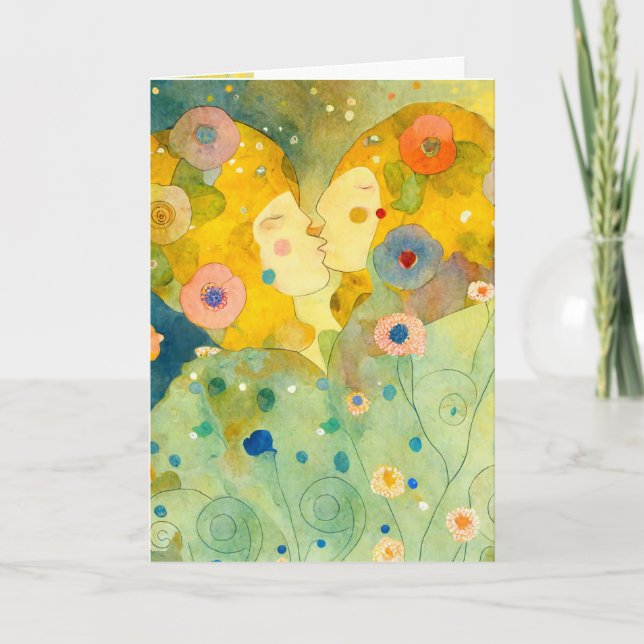 Alla hjärtans dags kort kyssande vacker prägel (Framsida)