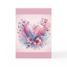 Alla hjärtans dags-kort Rosa blommor Rosa hjärta