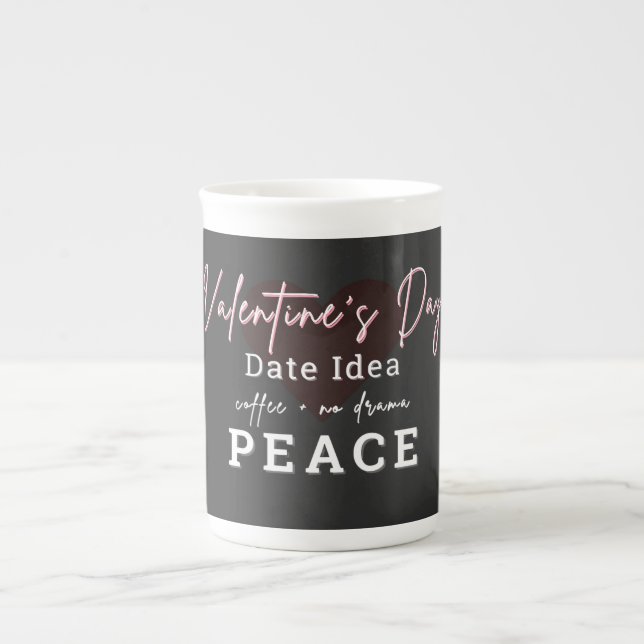 Alla hjärtans dags latte-mugg benporslin mugg (Framsidan)