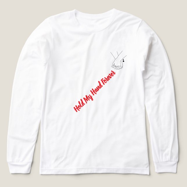 Alla hjärtans dags linjekonst Håller hand T-shirt  (Design framsida)