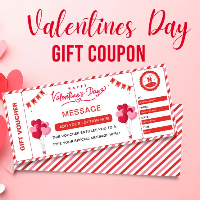 Alla hjärtans dags massagebiljett presentkupong vo inbjudningar (Valentine's Massage Ticket Gift Coupon Voucher, Invitation)