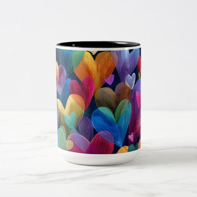 Alla hjärtans dags-mugg | Romantisk, söt & hjärtvä Två-Tonad Mugg (Center)