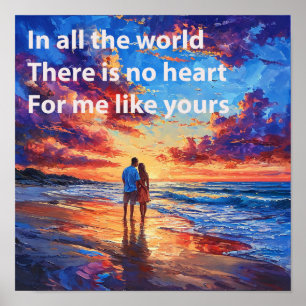 🌹 Alla hjärtans dags par strand kärlek romantisk  Poster