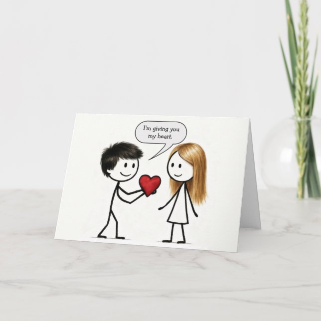 Alla hjärtans dags pinnefigur pojke  kort (Framsida)