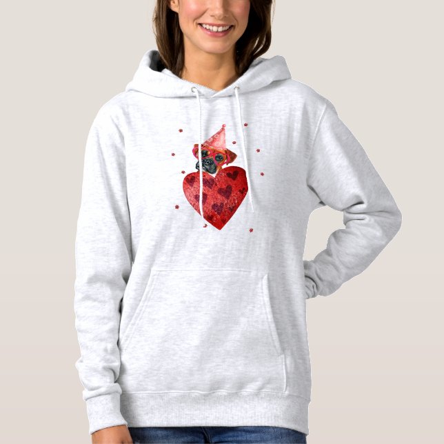 Alla hjärtans dags present Boxer Hund T Shirt (Framsida)