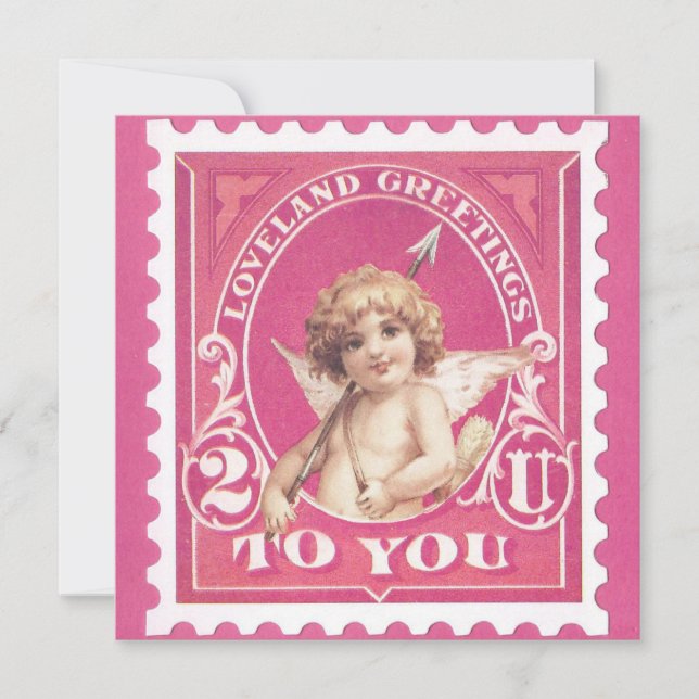 Alla hjärtans dags-present Cupid Röd Stämpel Alla  Julkort (Framsida)
