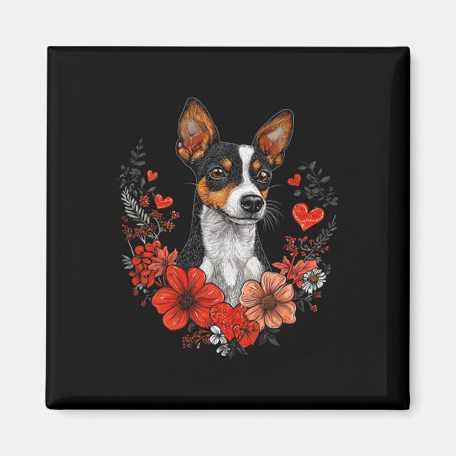 Alla hjärtans dags Rat Terrier Hund  Magnet (Framsidan)