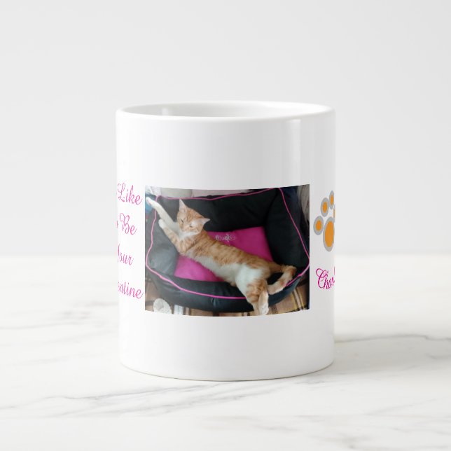 Alla hjärtans dags röda katt fotofun jumbo mugg (Framsidan)